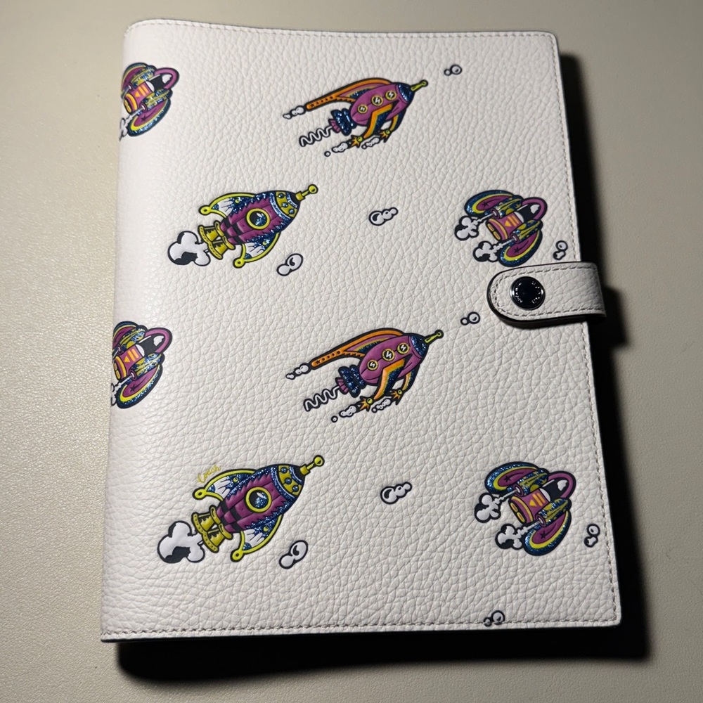 NWT Coach White Leather rocket  Notebook